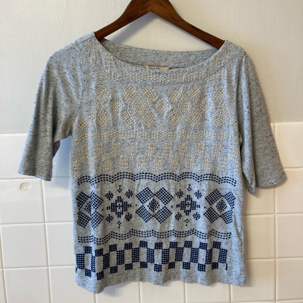 Lucky brand textured tee with embroidery
